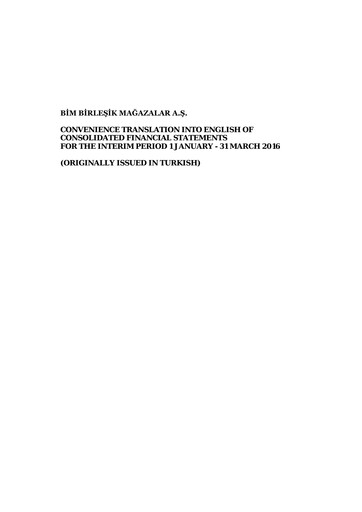 Thumbnail BİM Birleşik Mağazalar Quarterly Report 2016-q1