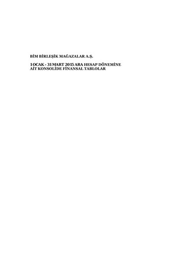 Thumbnail BİM Birleşik Mağazalar Quarterly Report 2015-q1