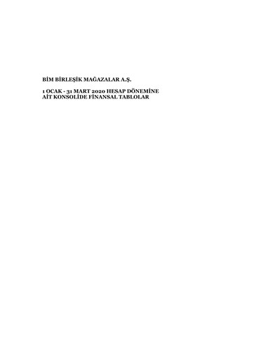 Thumbnail BİM Birleşik Mağazalar Quarterly Report 2020-q1