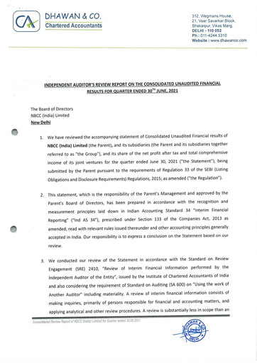 Thumbnail NBCC India Quarterly Report 2021-q1