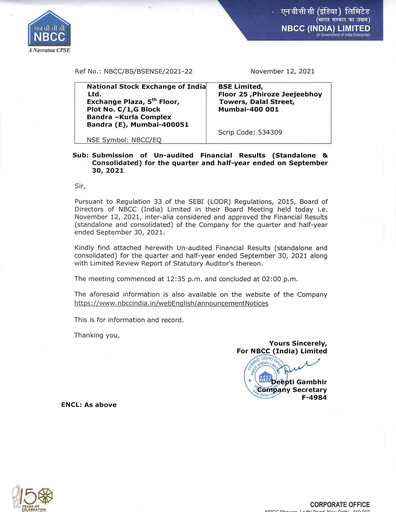 Thumbnail NBCC India Quarterly Report 2021-q2