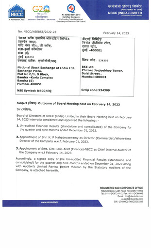 Thumbnail NBCC India Quarterly Report 2023-q3