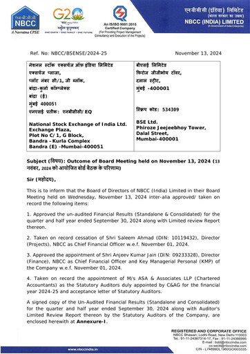 Vorschaubild NBCC India Quartalsbericht 2024-q2
