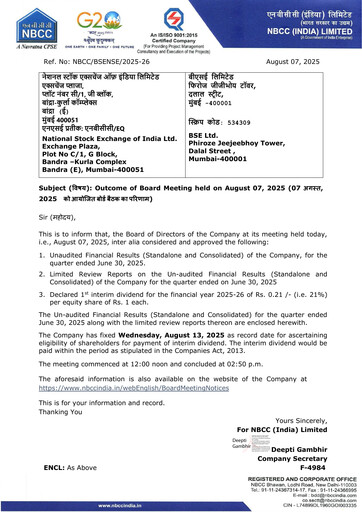 Thumbnail NBCC India Quarterly Report 2025-q1