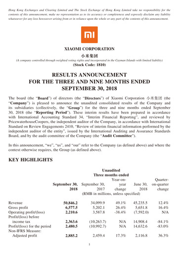 Thumbnail Xiaomi Financial Statement 2018-9m