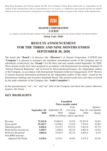 Thumbnail Xiaomi Financial Statement 2020-9m