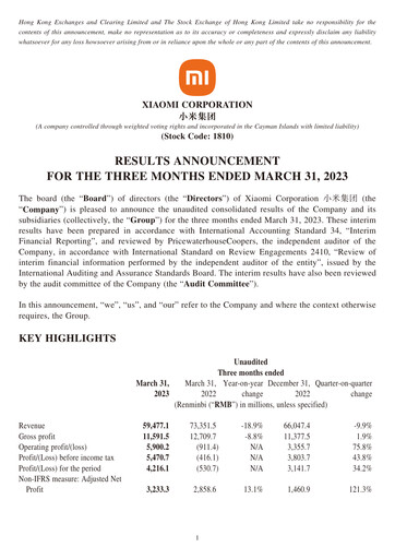 Thumbnail Xiaomi Financial Statement 2023-q1