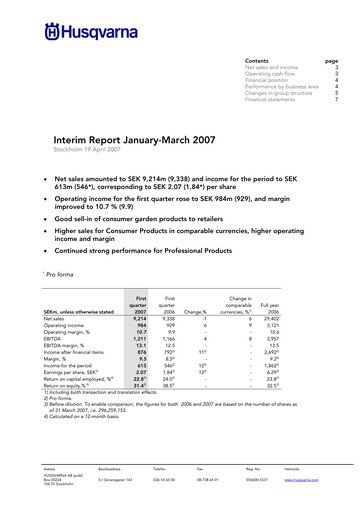 Thumbnail Husqvarna Quarterly Report 2007-q1