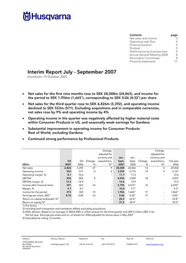 Thumbnail Husqvarna Quarterly Report 2007-q3