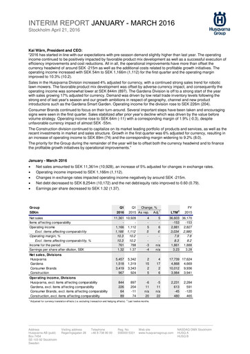 Thumbnail Husqvarna Quarterly Report 2016-q1