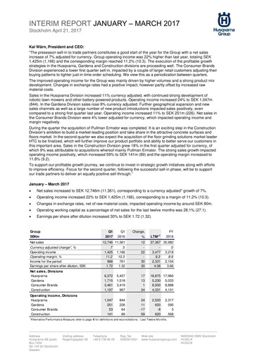 Thumbnail Husqvarna Quarterly Report 2017-q1
