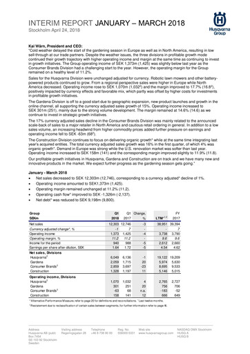 Thumbnail Husqvarna Quarterly Report 2018-q1