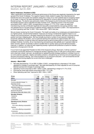 Thumbnail Husqvarna Quarterly Report 2020-q1