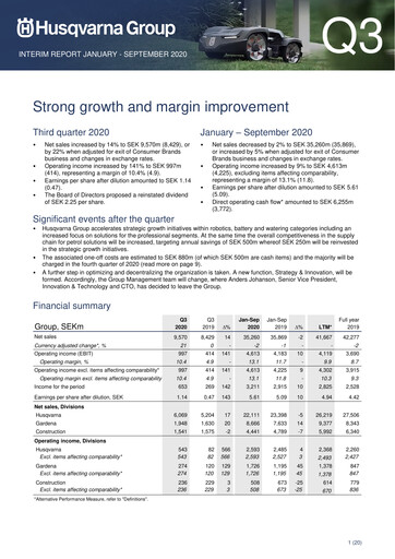 Thumbnail Husqvarna Quarterly Report 2020-q3