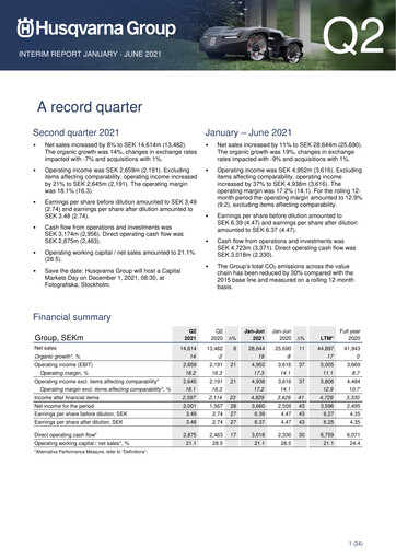 Thumbnail Husqvarna Quarterly Report 2021-q2