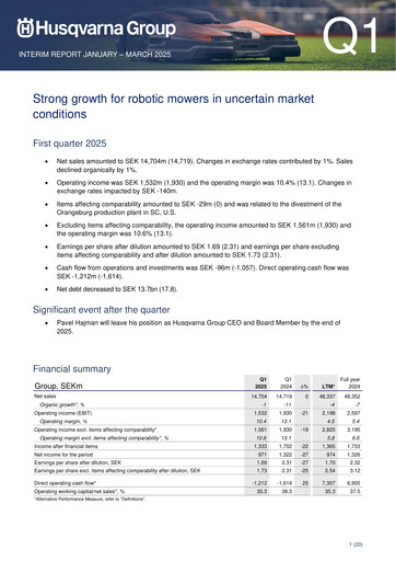 Thumbnail Husqvarna Quarterly Report 2025-q1
