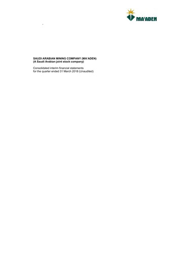 Thumbnail Ma'aden Financial Statement 2018-q1