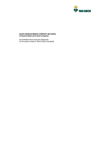 Thumbnail Ma'aden Financial Statement 2020-q1