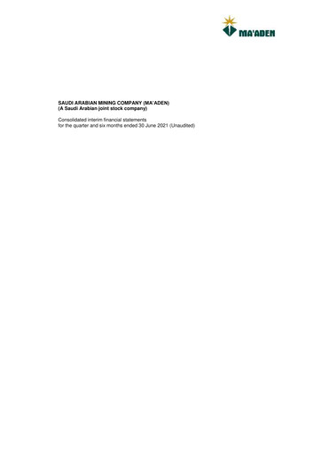 Thumbnail Ma'aden Financial Statement 2021-h1