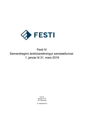 Thumbnail Festi hf. Quarterly Report 2019-q1