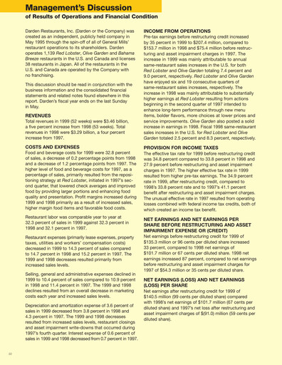 Vorschaubild Darden Restaurants
 Jahresbericht 1999