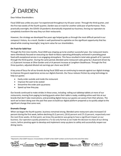Vorschaubild Darden Restaurants
 Jahresbericht 2020