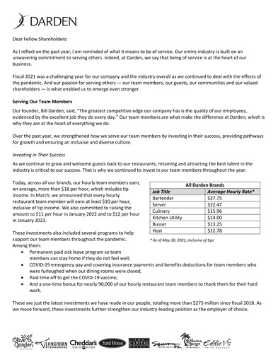 Vorschaubild Darden Restaurants
 Jahresbericht 2021