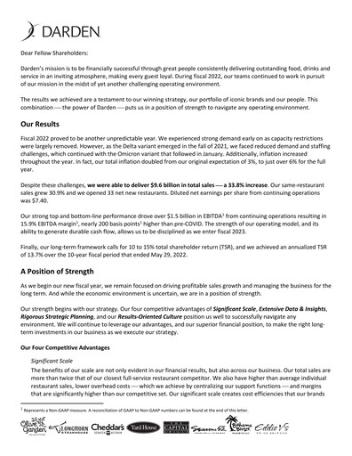 Vorschaubild Darden Restaurants
 Jahresbericht 2022