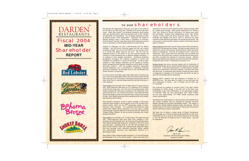 Thumbnail Darden Restaurants
 Half-year Report 2004-h1