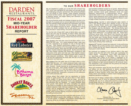 Thumbnail Darden Restaurants
 Half-year Report 2007-h1