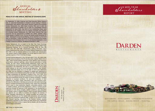 Thumbnail Darden Restaurants
 Half-year Report 2009-h1