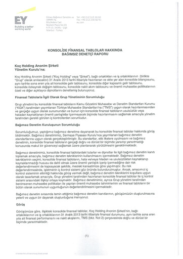 Thumbnail Koç Holding
 Financial Statement 2013
