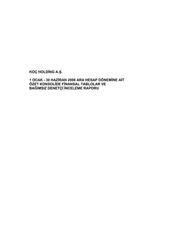 Thumbnail Koç Holding
 Half-year Report 2008-h1