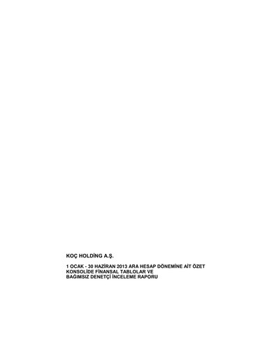 Thumbnail Koç Holding
 Half-year Report 2013-h1