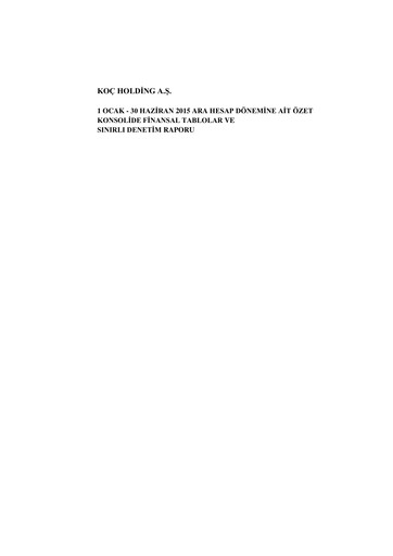 Thumbnail Koç Holding
 Half-year Report 2015-h1