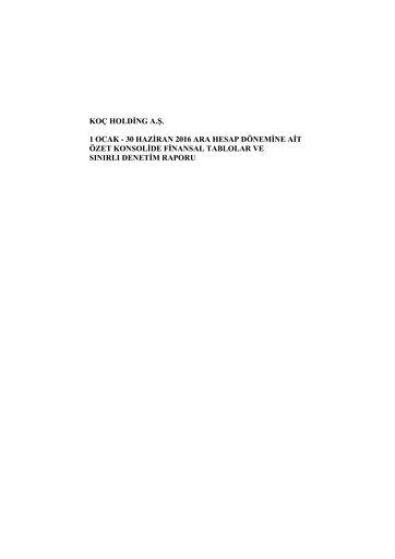 Thumbnail Koç Holding
 Half-year Report 2016-h1