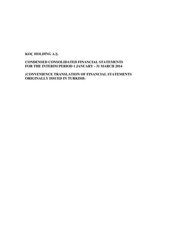 Thumbnail Koç Holding
 Quarterly Report 2014-q1