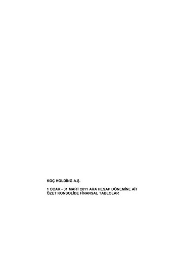 Thumbnail Koç Holding
 Quarterly Report 2011-q1