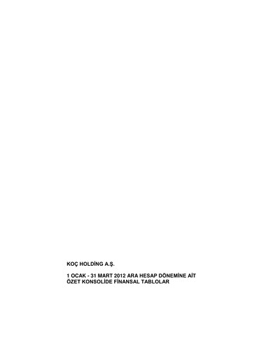 Thumbnail Koç Holding
 Quarterly Report 2012-q1