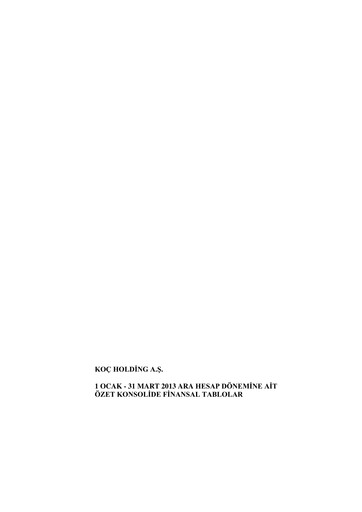 Thumbnail Koç Holding
 Quarterly Report 2013-q1