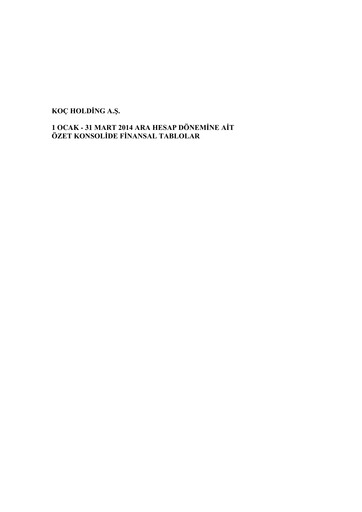 Thumbnail Koç Holding
 Quarterly Report 2014-q1