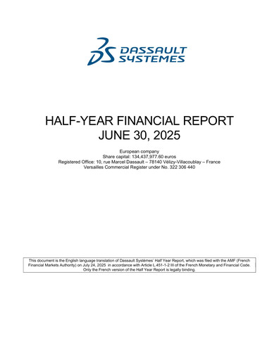 Thumbnail Dassault Systèmes Half-year Report 2025