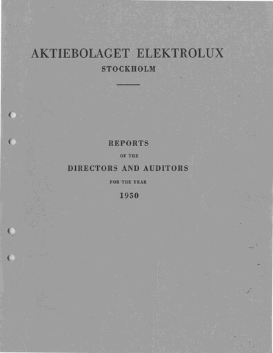 Miniature Electrolux Rapport annuel 1950
