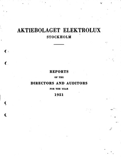 Miniature Electrolux Rapport annuel 1951