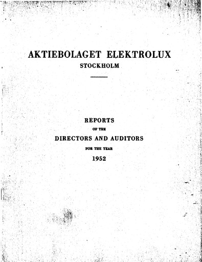 Miniature Electrolux Rapport annuel 1952