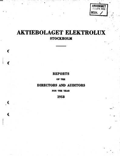 Miniature Electrolux Rapport annuel 1953