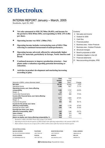 Thumbnail Electrolux Quarterly Report 2005-q1