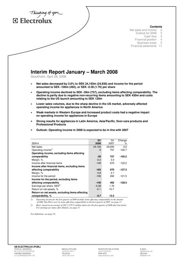 Thumbnail Electrolux Quarterly Report 2008-q1