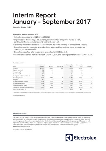 Thumbnail Electrolux Quarterly Report 2017-q3