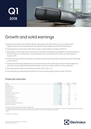 Thumbnail Electrolux Quarterly Report 2018-q1